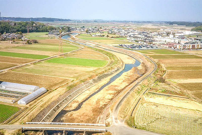 工事後河川の空撮写真